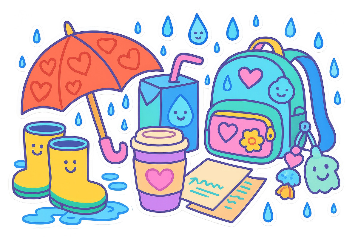 Back to school items in colorful max, an Illustration by Dvoevnore photos