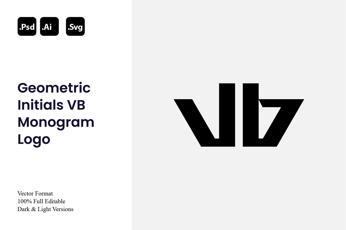 Geometric Initials VB Monogram Logo, a Branding & Logo Template by Luxury Logos (Photo 1 of 4)