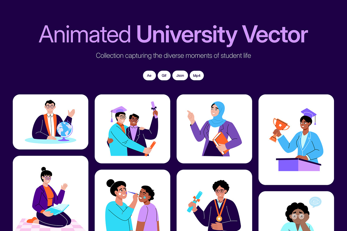 Animated University Illustration Art, an Education Illustration by Creative Stall (Photo 1 of 4)