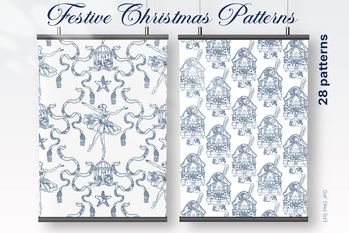 Festive Christmas patterns, a Decorative Illustration by LanaDzi (Photo 12 of 25)