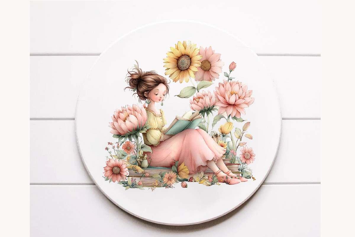 Whimsical sunflower garden girl, an Illustration by Designworld (Photo 7 of 9)