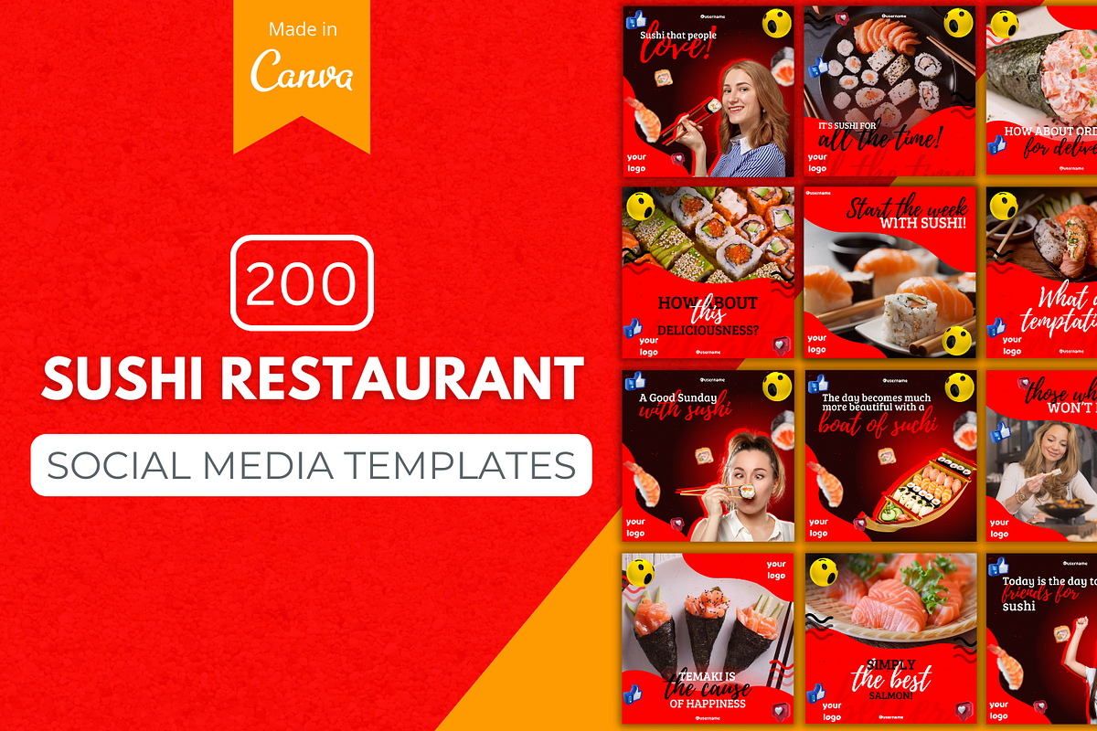 Sushi Restaurant Canva Templates, a Social Media Template by Canvagator (Photo 1 of 3)