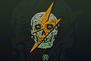 The Lightning Skull Vintage Style, an Object Illustration by Krizvector Artwork Shop (Thumbnail 1 of 3)