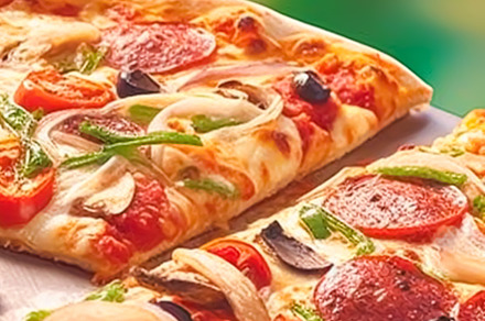 Pizza capricciosa homemade outdoors in the garden, online delive, a Photo by Anneleven