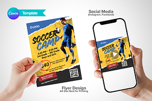 Canva Soccer Camp Flyer Template, a Flyer Template by antyalias store
