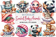 Seashell Baby Animals Clipart, an Illustration by DreamArtGraphic (Thumbnail 1 of 4)