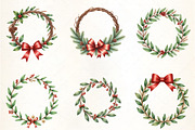 Watercolor Winter Wreath Clipart, an Illustration by CrexoraLab (Thumbnail 5 of 5)