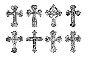 Celtic cross black ink sketch vector, an Illustration by Valerie Bodnar