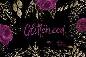 SALE GLITTERIZED Clipart & Patterns6