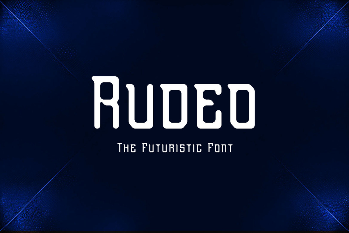 Rudeo - Futuristic Modern Font, a Sans Serif Font by Mightyfire (Photo 1 of 4)