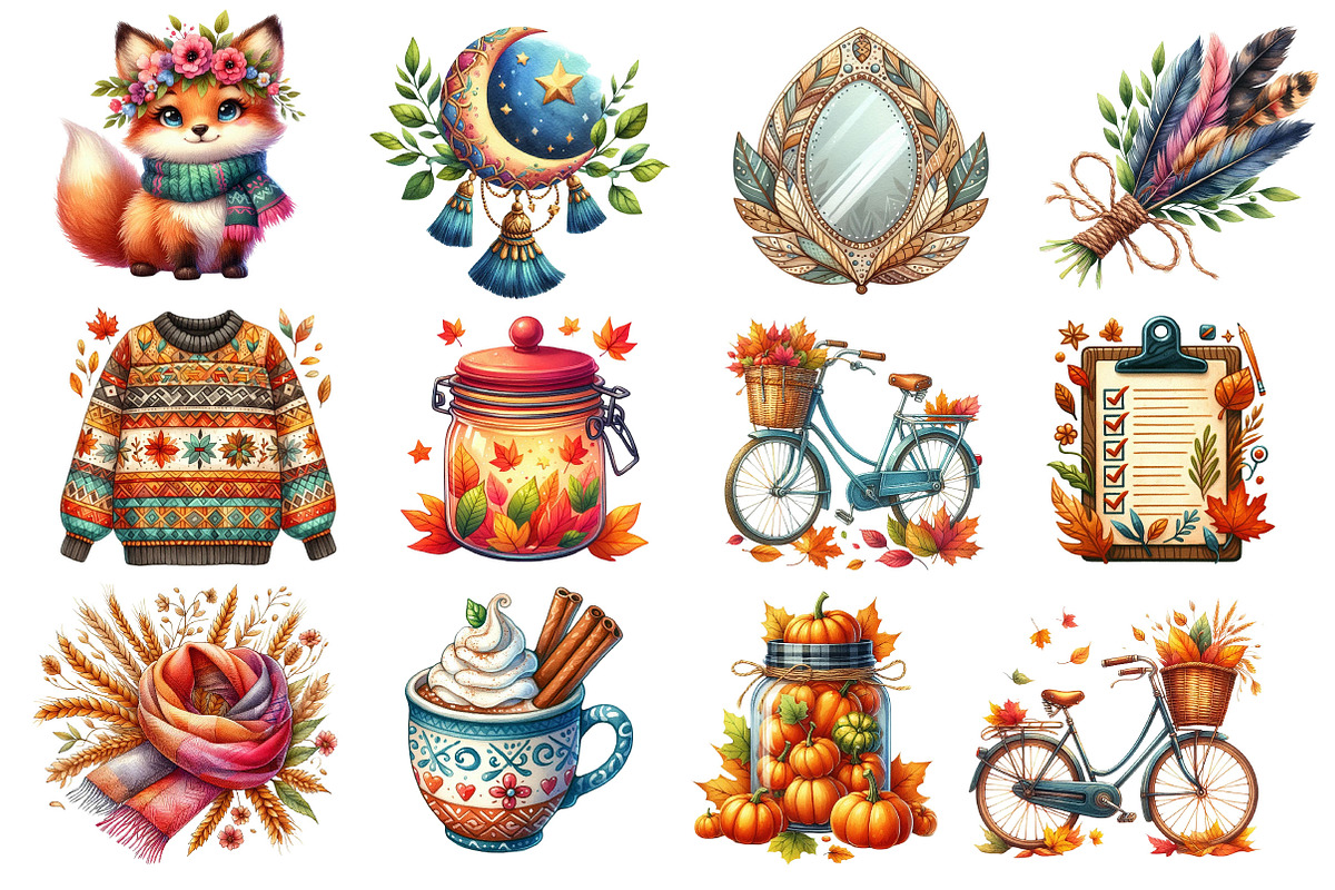 Boho Autumn Clipart, an Illustration by Dream Creation (Photo 4 of 4)