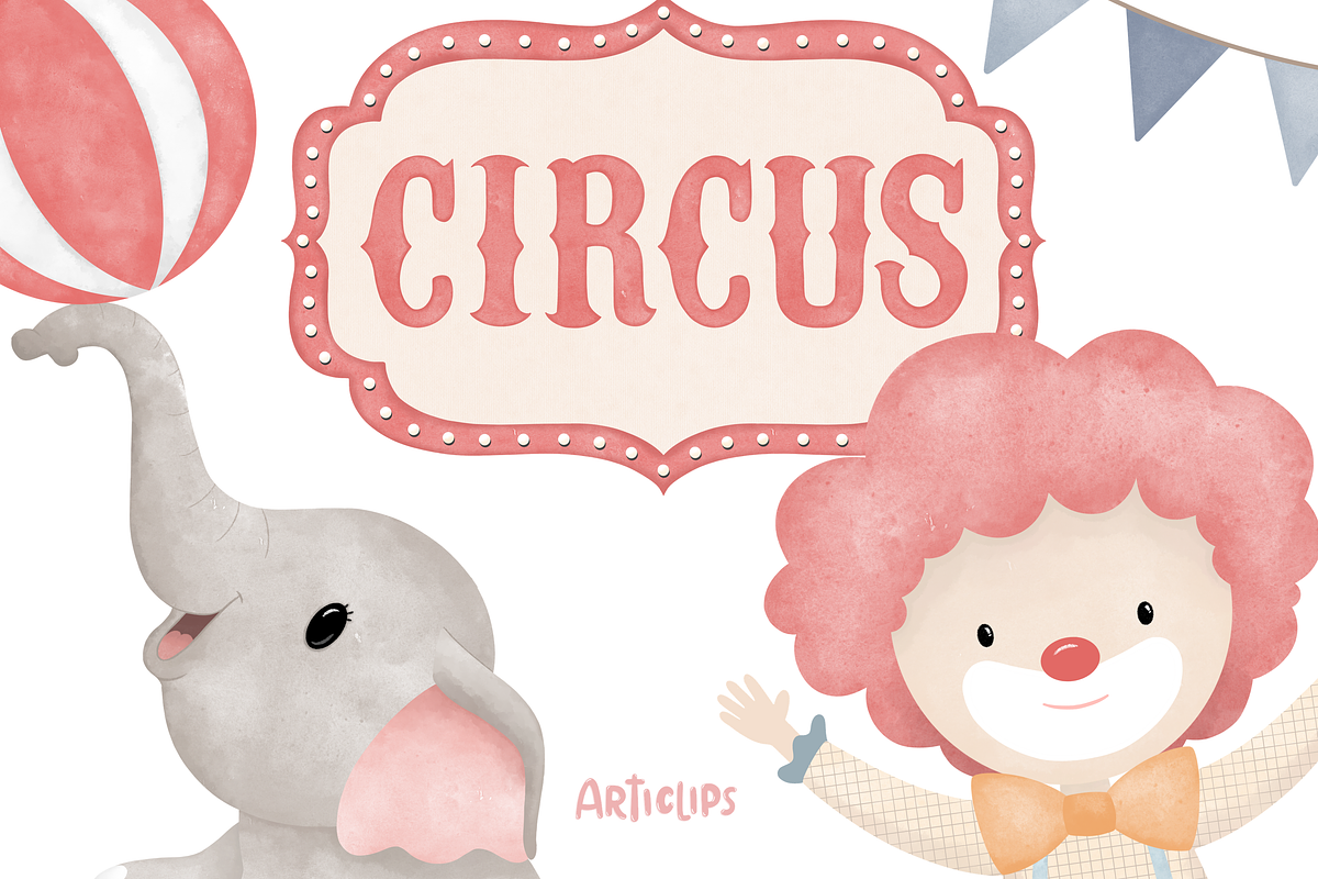 Circus Watercolor Clipart PNG, a Decorative Illustration by Articlips (Photo 1 of 4)