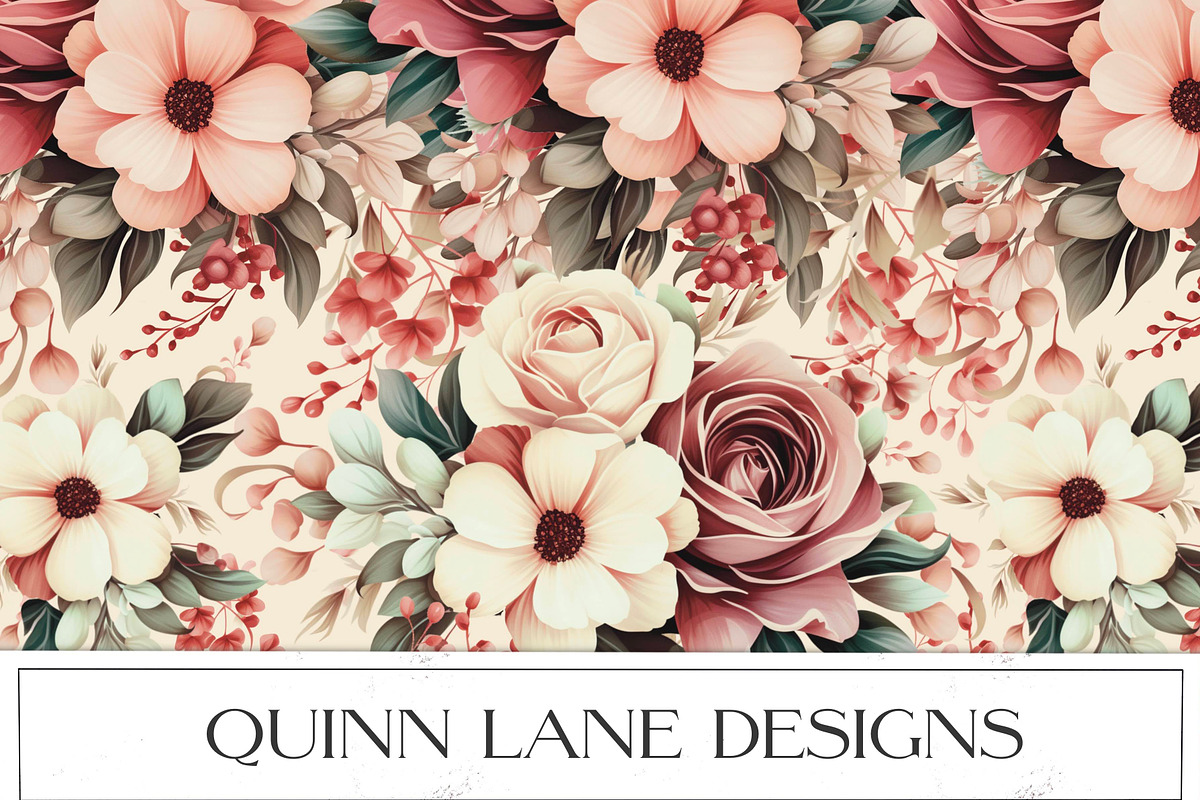 Pretty Floral Surface Pattern, a Pattern Graphic by Quinn Lane Designs (Photo 1 of 5)