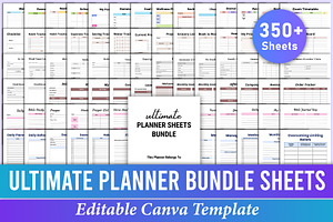 Ultimate Planner Sheets Bundle Canva, a Stationery Template by Mustafiz