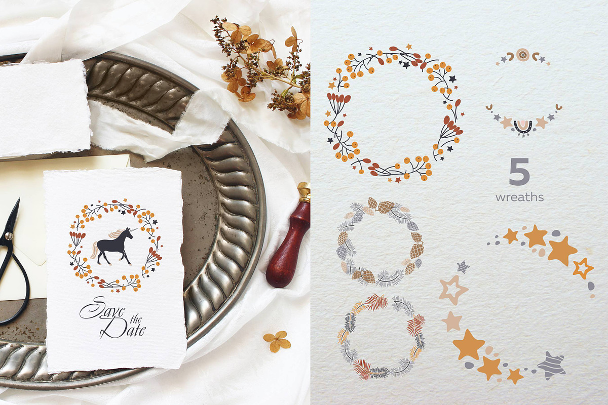 Boho Christmas horses and unicorns, an Object Graphic by yttadesign (Photo 14 of 15)