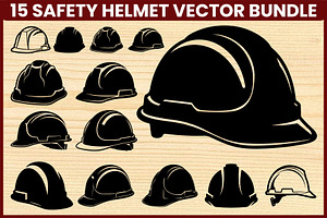 15 Safety Helmet Silhouette Vector B, an Illustration by Amazin_art