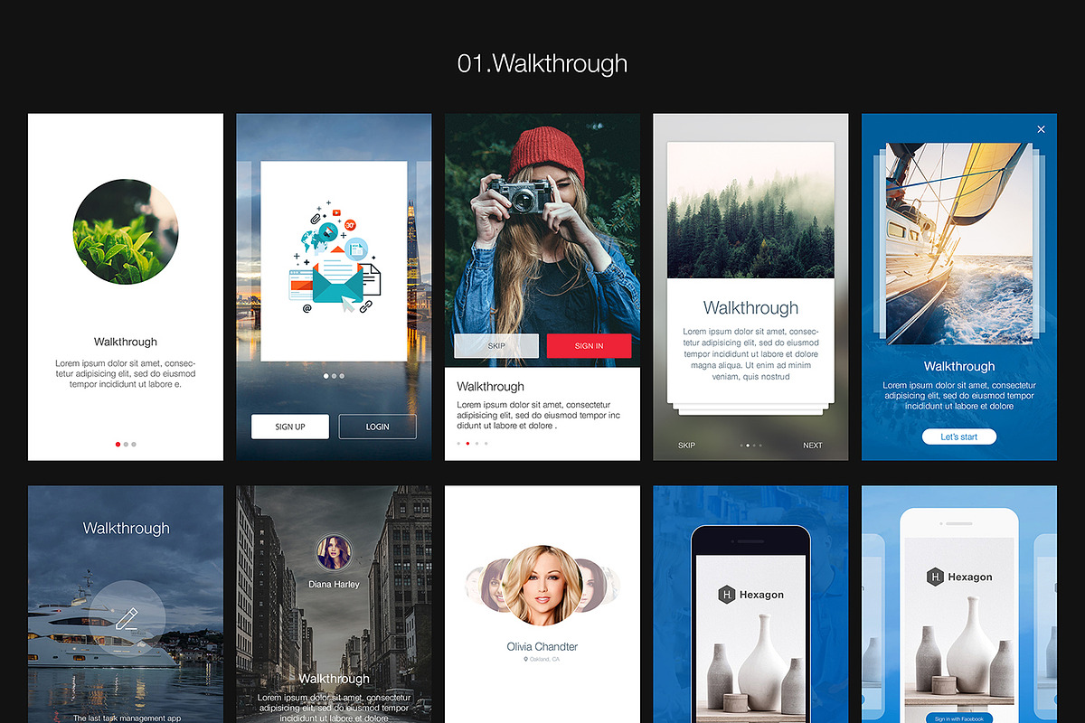 Hexagon Mobile UI Kit, an UI Kit Template by hoangpts (Photo 2 of 8)