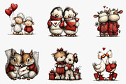 Whimsical Valentine Animal Couples, an Illustration by CreationArt (Thumbnail 5 of 6)
