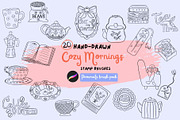 20 Cozy Mornings Procreate Stamps, a Brush Add-On by Deb M Illustrates (Thumbnail 1 of 5)