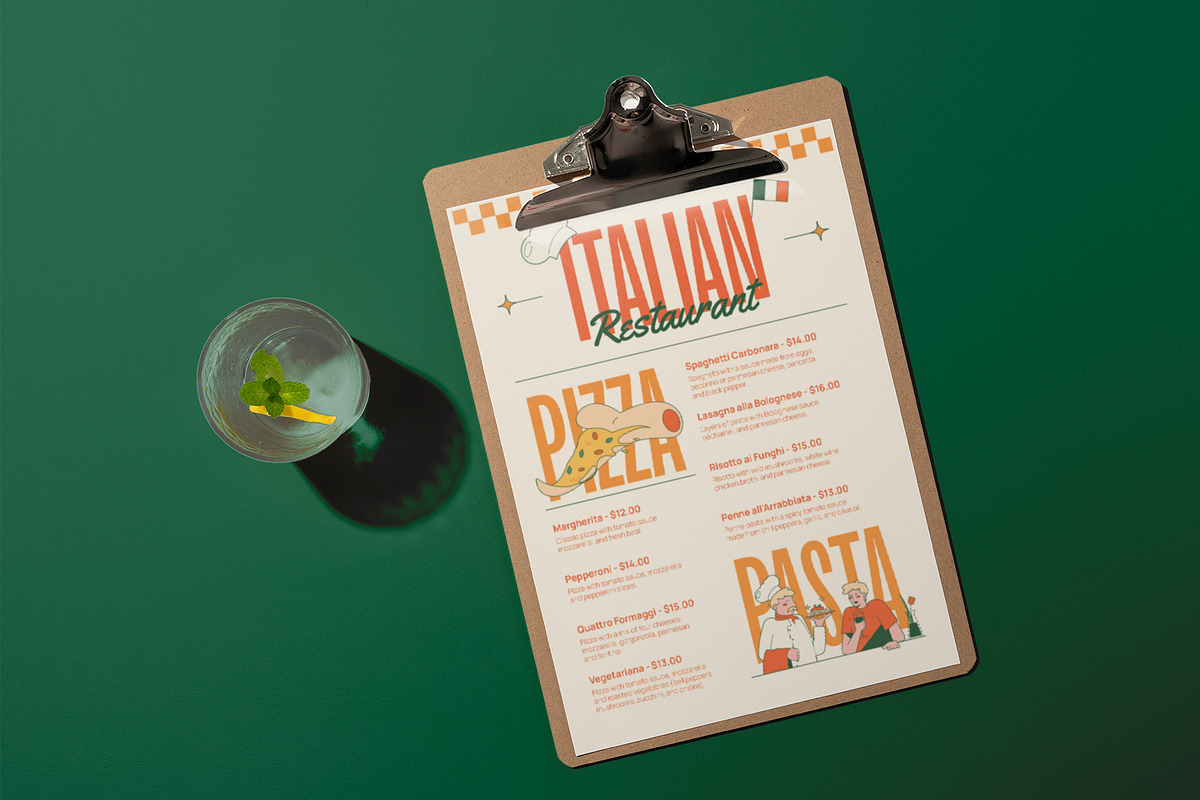 Italian Restaurant Menu, a Flyer Template by Neermana (Photo 3 of 4)