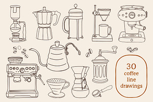 Charming Coffee Line Art