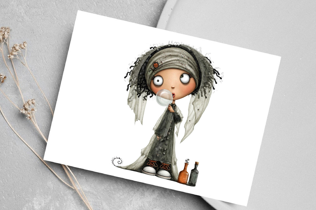 Spooky Quirky Girls Clipart Bundle, an Illustration by Canvas Craft (Photo 5 of 7)