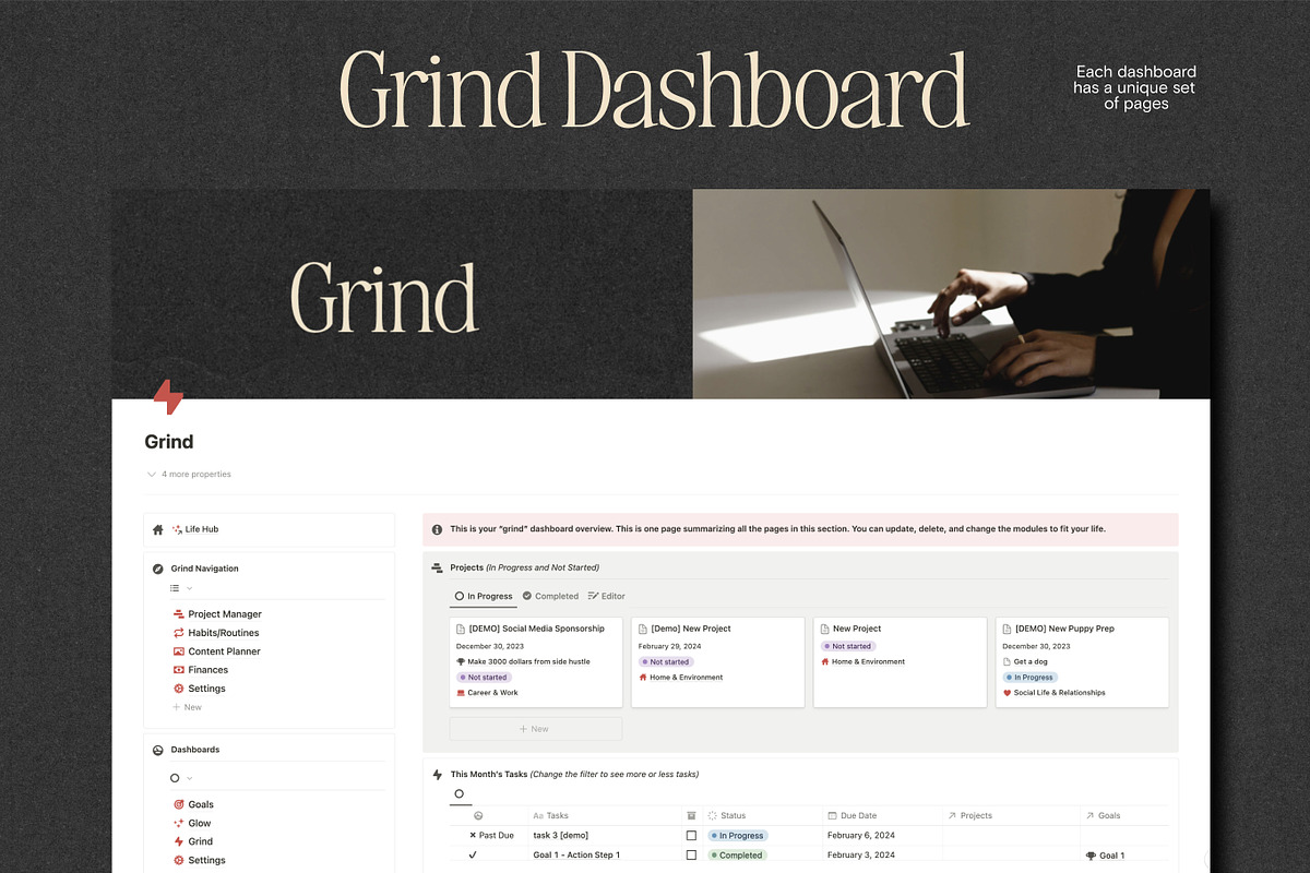Notion Life Hub Template - Editorial, a Templates & Theme by 89 Golden Blvd (Photo 7 of 7)