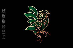 Lineart Rooster Tattoo Illustration