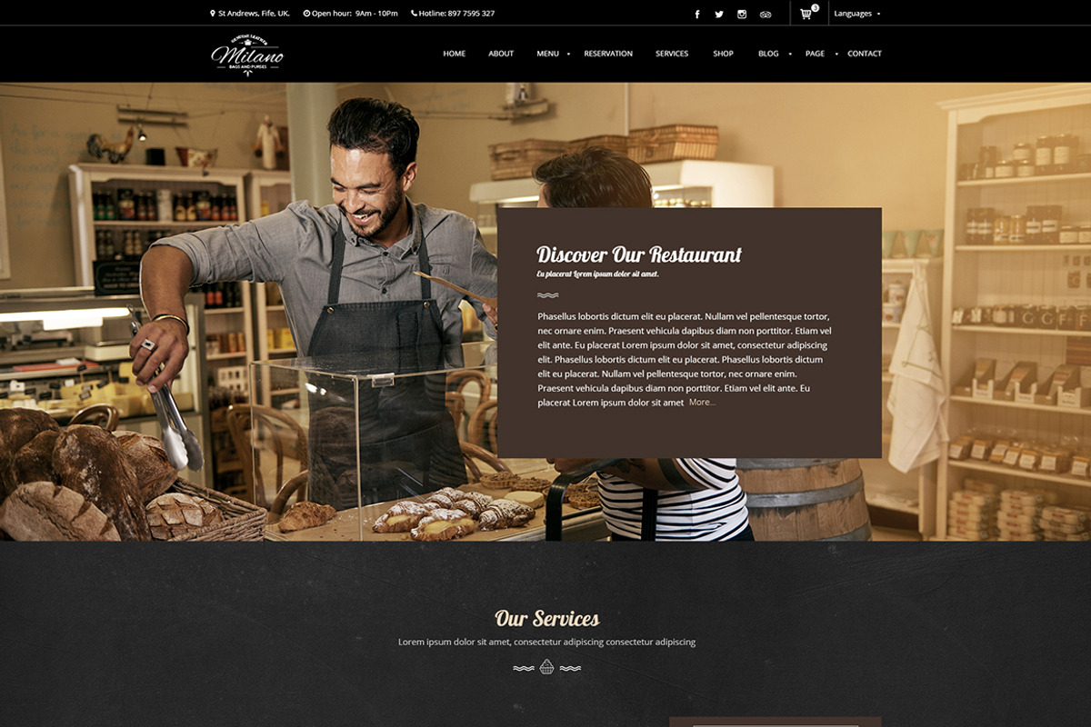 Milano – Bakery WordPress Theme, a WordPress Template by Digipieces (Photo 5 of 10)