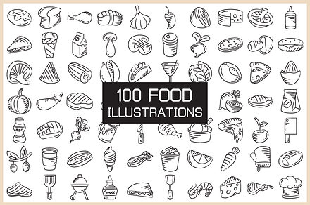 Hand Drawn Food Illustrations Bundle