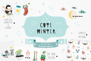 Cute winter. Graphic set.