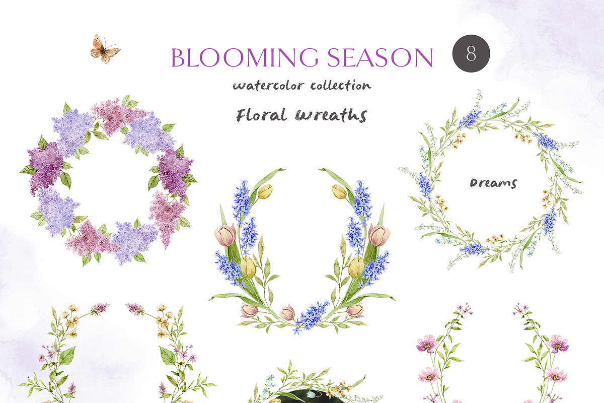 BLOOMING SEASON watercolor clipart, a Seasonal Illustration by long summer (Photo 12 of 15)