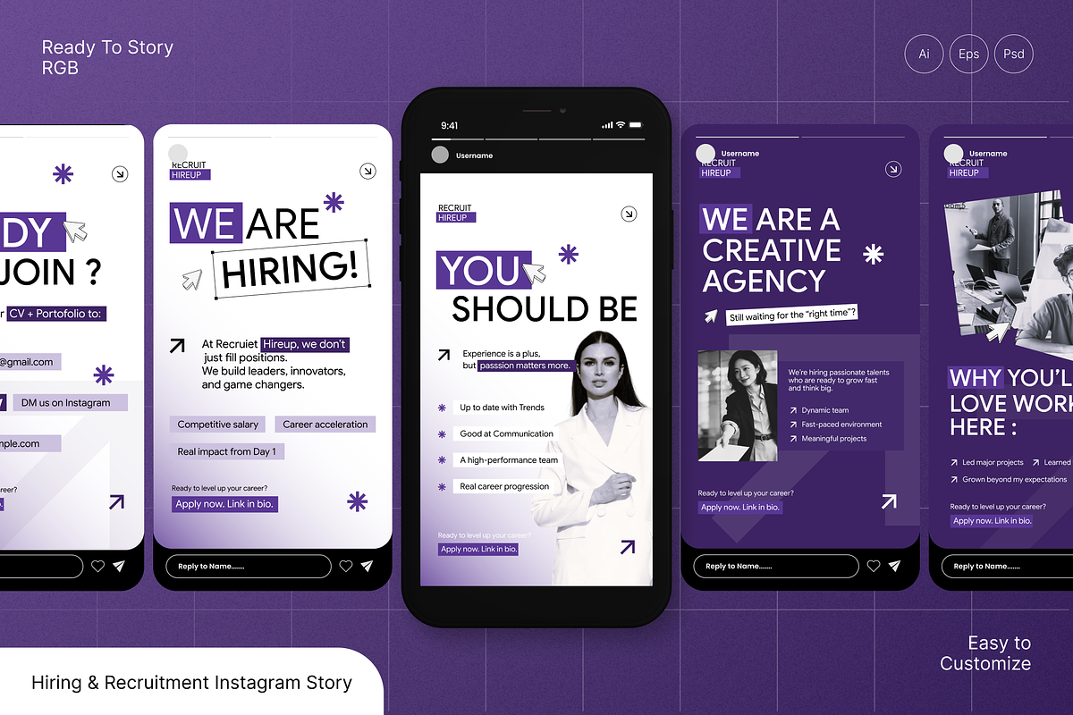 Hiring & Recruitment Instagram Story, a Social Media Template by Annora Studio (Photo 1 of 6)