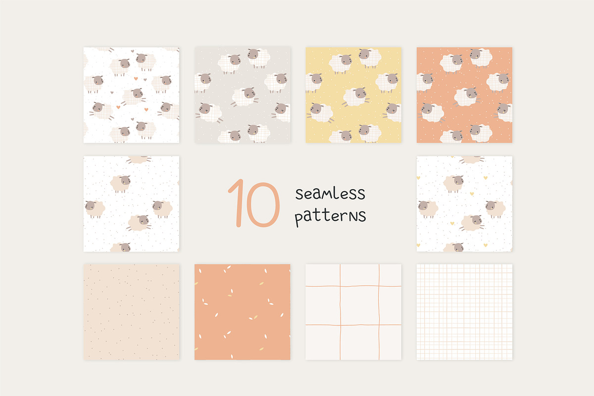 La-La-Lambs pattern collection, a Pattern Graphic by SurfaceStories (Photo 2 of 8)