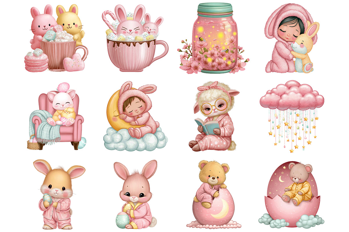 Slumber Party Easter Clipart, an Illustration by DreamArtGraphic (Photo 3 of 5)