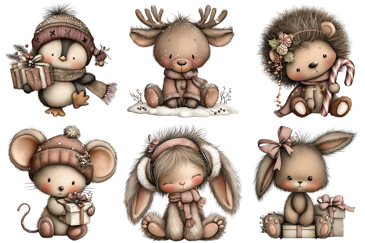 Cute Cartoon-Christmas Clipart Png, an Illustration by Craft Nest (Photo 4 of 11)