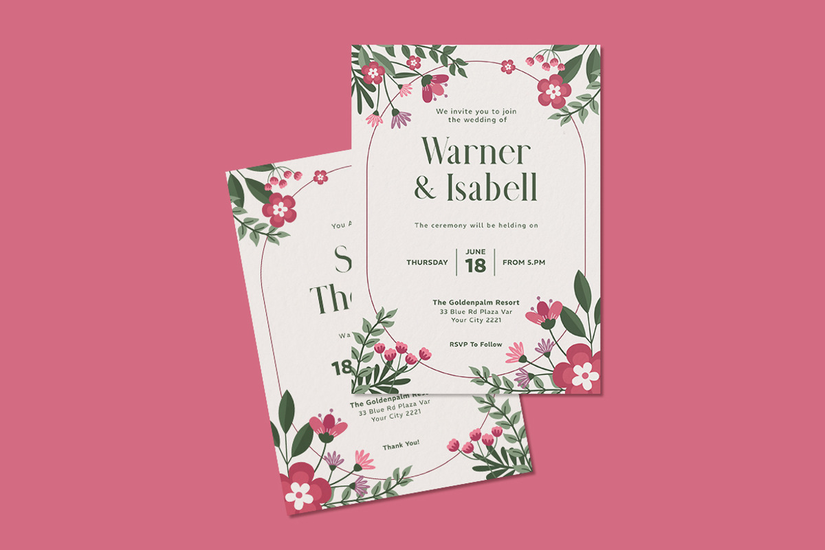 Belsa Wedding Invitation Template, an Invitation Template by iDoodle Studio (Photo 3 of 4)