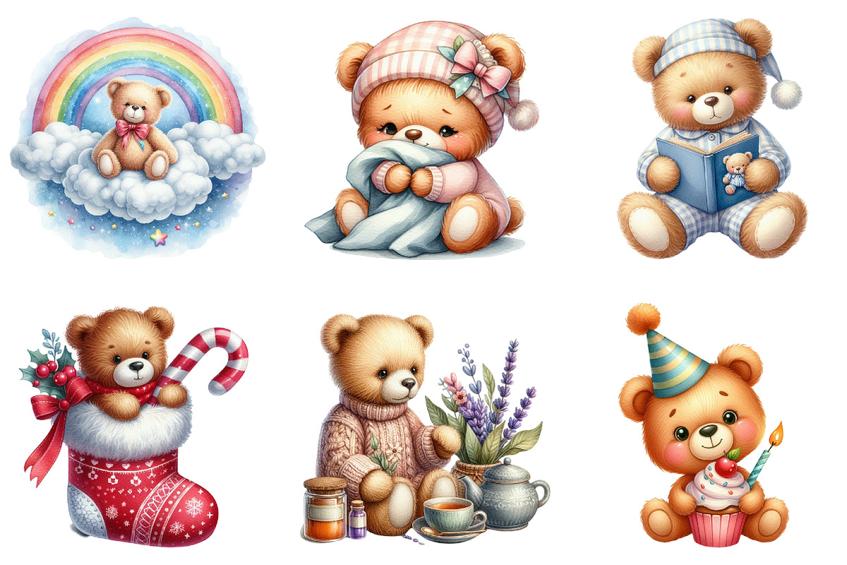 Cute Teddy Bear Png Clipart, an Illustration by DreamArtGraphic (Photo 2 of 4)
