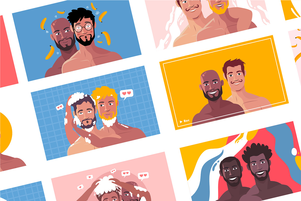 12 Gay couple LGBT vector bundle, a Person Illustration by foxndeer (Photo 3 of 4)