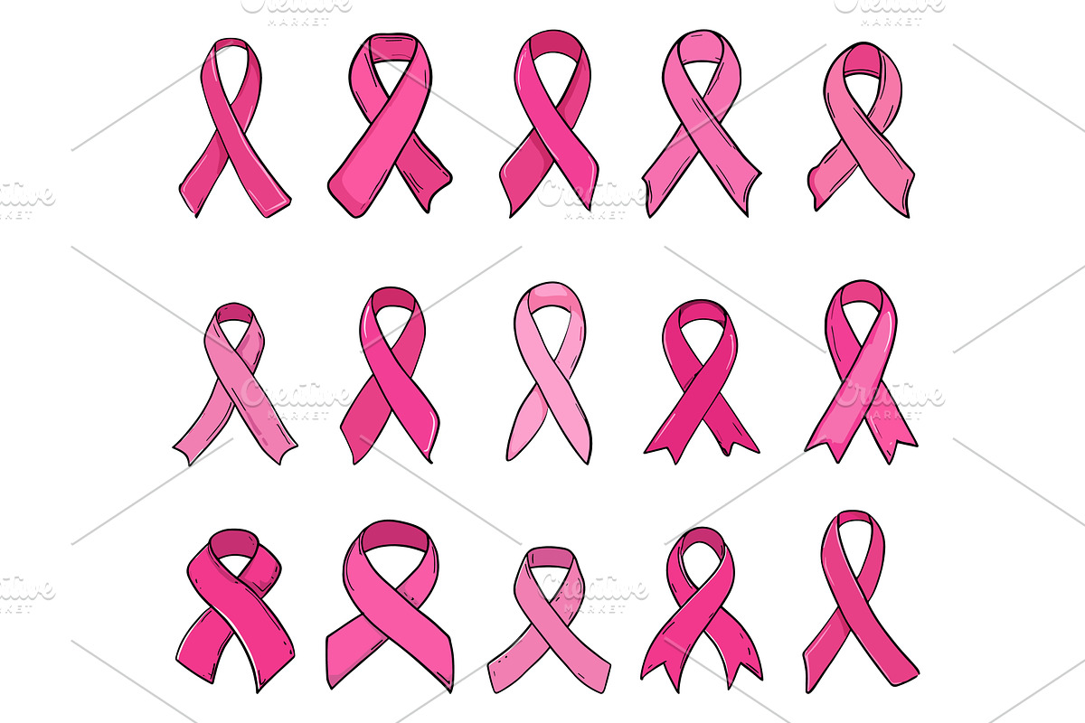 Pink ribbons breast cancer symbols, an Object Illustration by Valerie Bodnar