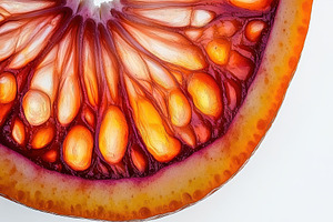 Juicy orange slice showcases vibrant, a Photo by Pavel_design