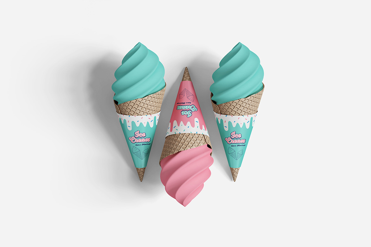 Ice Cream Cone Mockup PSD Branding, an Advertising Mockup by Indah (Photo 2 of 6)
