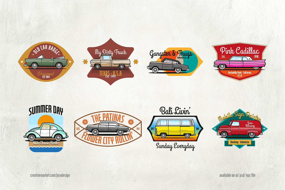 8 Classic Cars & Badges, an Object Graphic by Juru Rancang Graphic (Photo 2 of 4)