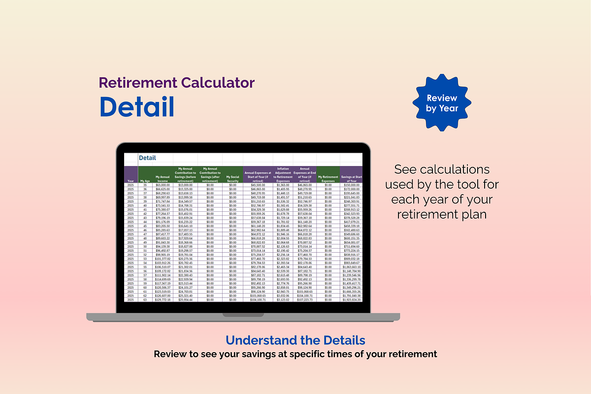 Retirement Calculator - Excel preview 7