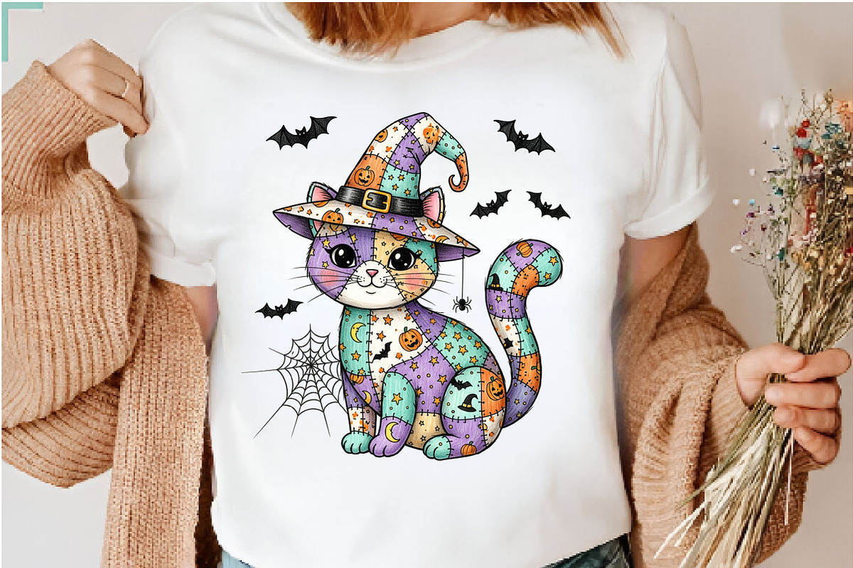 Patchwork Halloween Cat Png Witch Ca, an Illustration by Dream Creation (Photo 3 of 5)