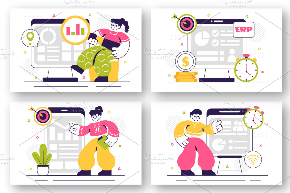 10 ERP Software System Illustration, a Technology Illustration by denayunebgt (Photo 2 of 4)
