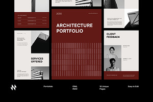 Red Minimal Architect Portfolio, a Brochure Template by Neermana