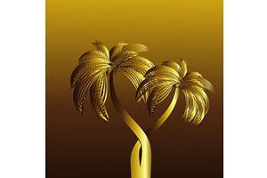 Golden Palm. Hand drawing. Not AI, an Illustration by Nenahliadava Design