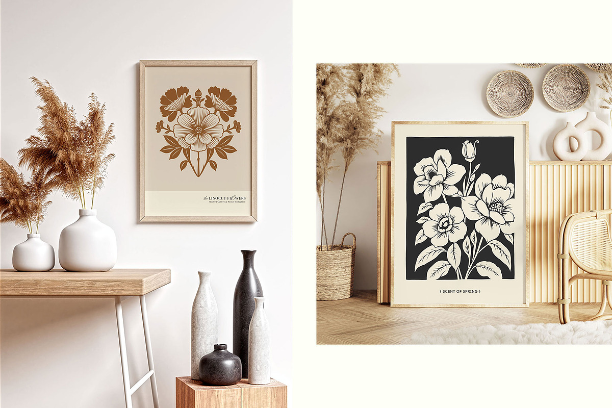 Linocut Flowers #2 | Poster Builder, an Object Graphic by KetteCreate (Photo 3 of 13)