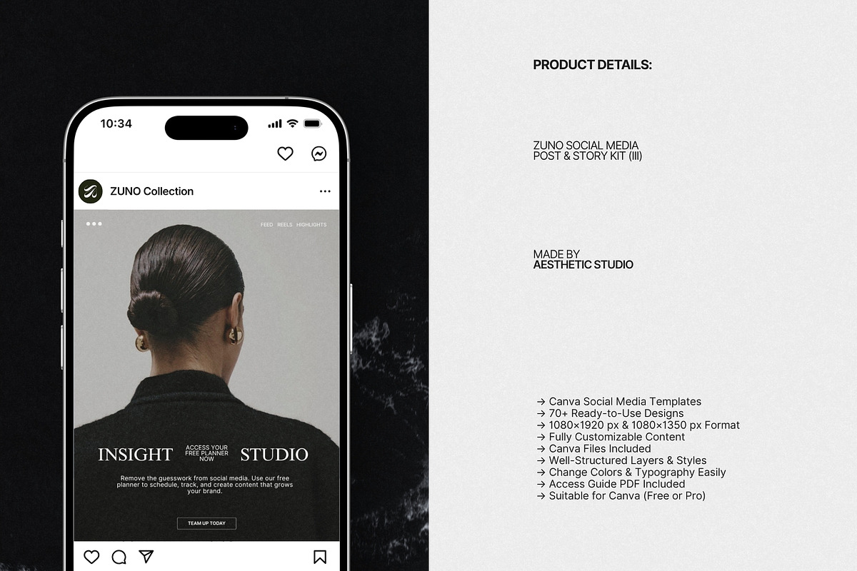 ZUNO | Instagram Post & Story (III), a Social Media Template by The Aesthetic Studio (Photo 8 of 10)